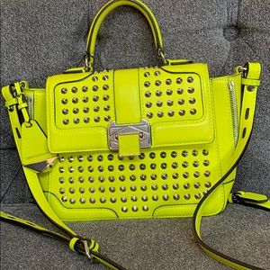 Rebecca Minkoff Elle Mini neon yellow studded stud